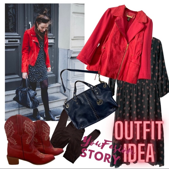 IMAN Genuinely suede leather jacket in red with adjustable waist ties size M - Picture 2 of 10